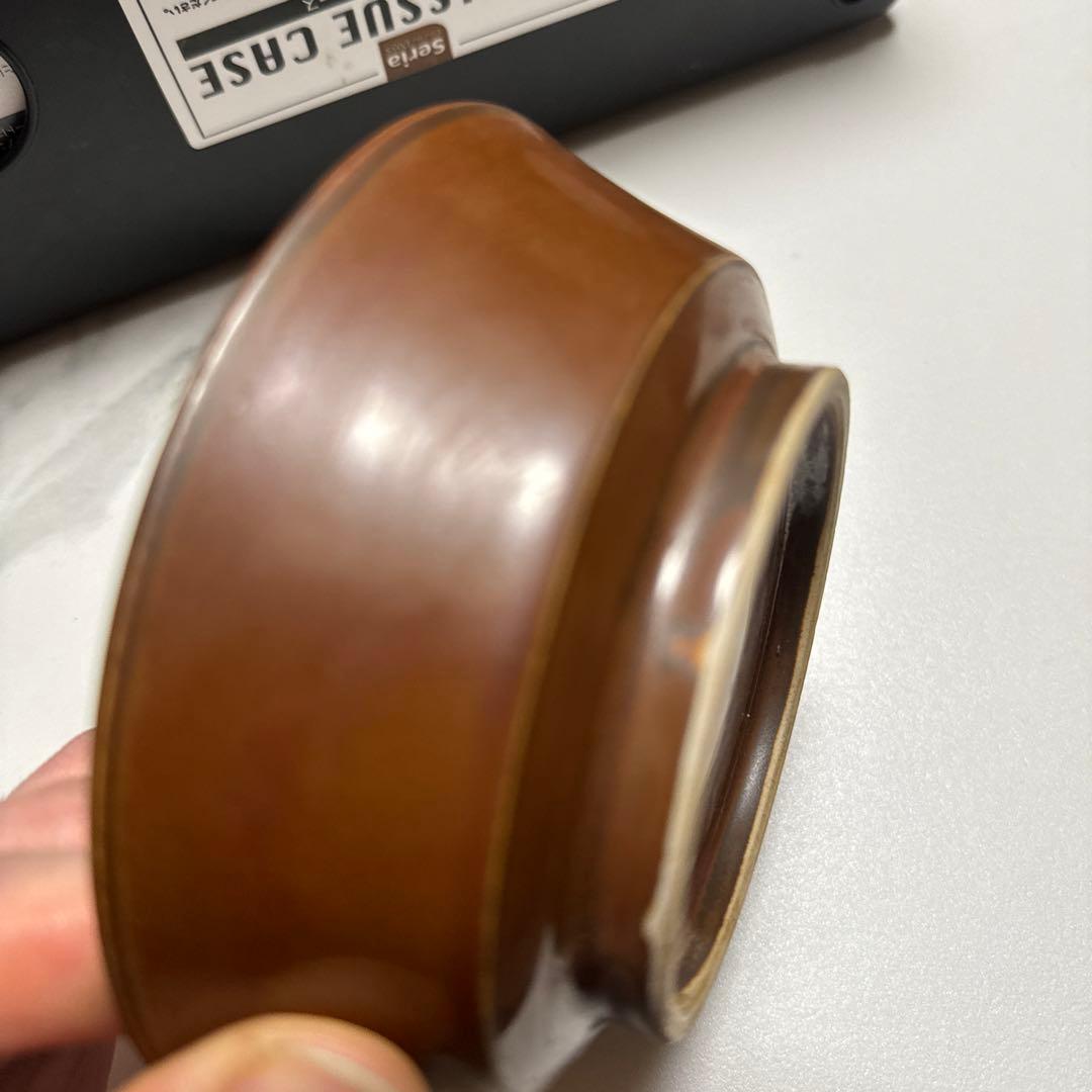 宋代 青磁 定窯　耀州 赤釉 柿紅釉 水冼 茶碗