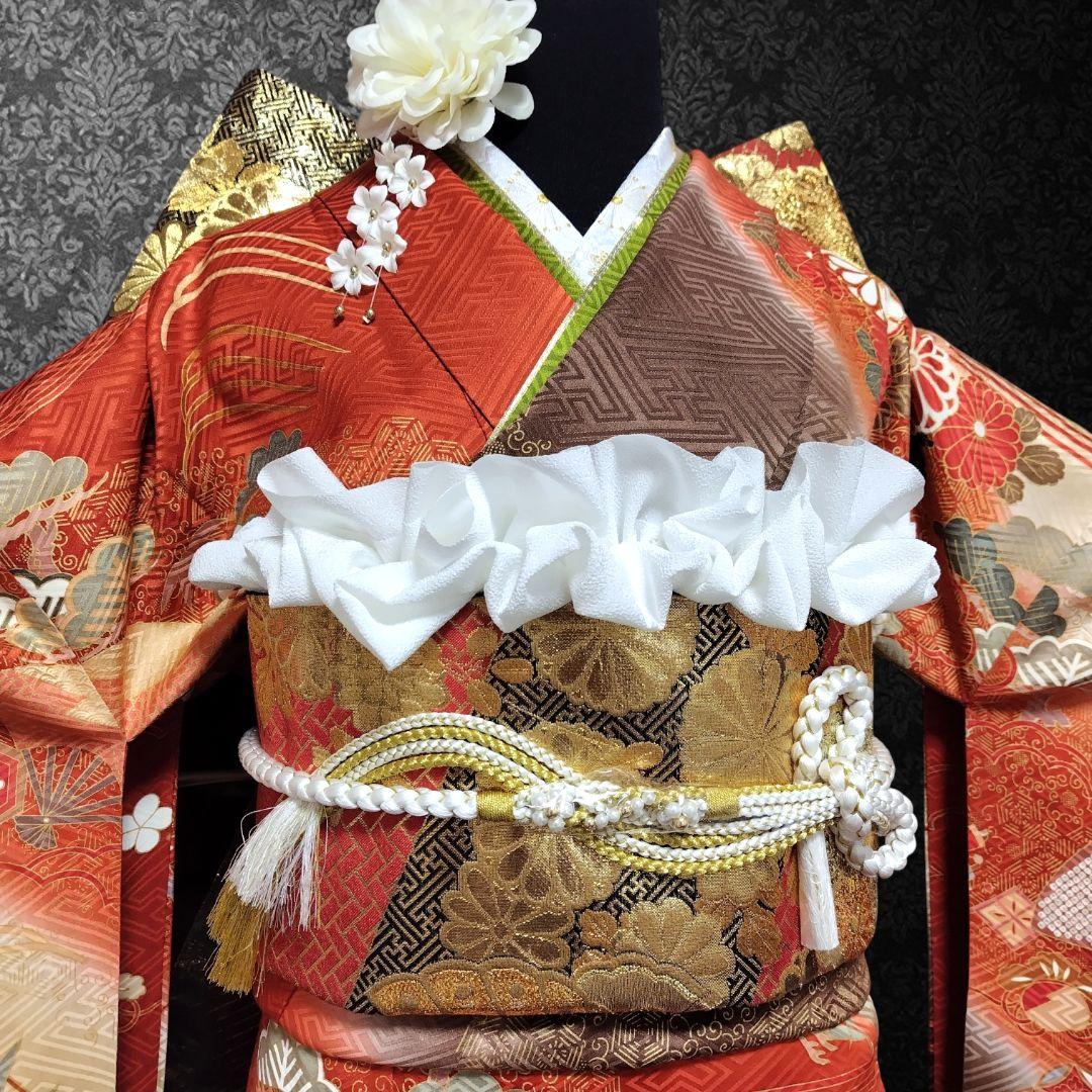 振袖フルセット(6点)・鈴乃屋・金彩加工・金駒刺繍・共八掛・正絹・逸品