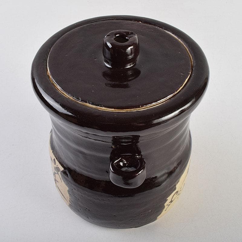 北大路魯山人作　黒織部　花草文　水指　銘清風　清水公照極め箱　M　R9402H