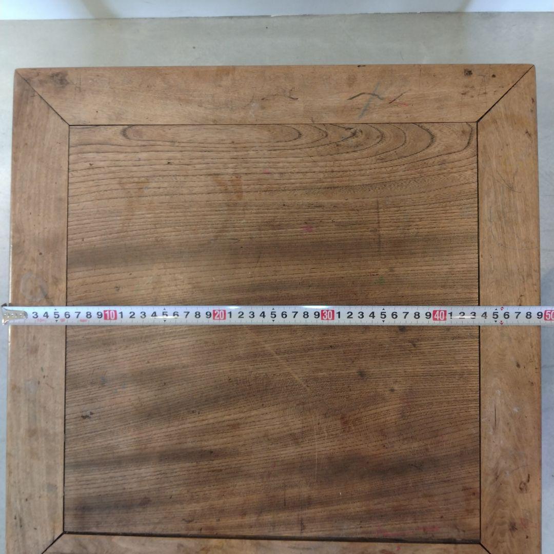 木彫り 古道具 アンティーク 木製 正方形座卓 ナチュラルウッド