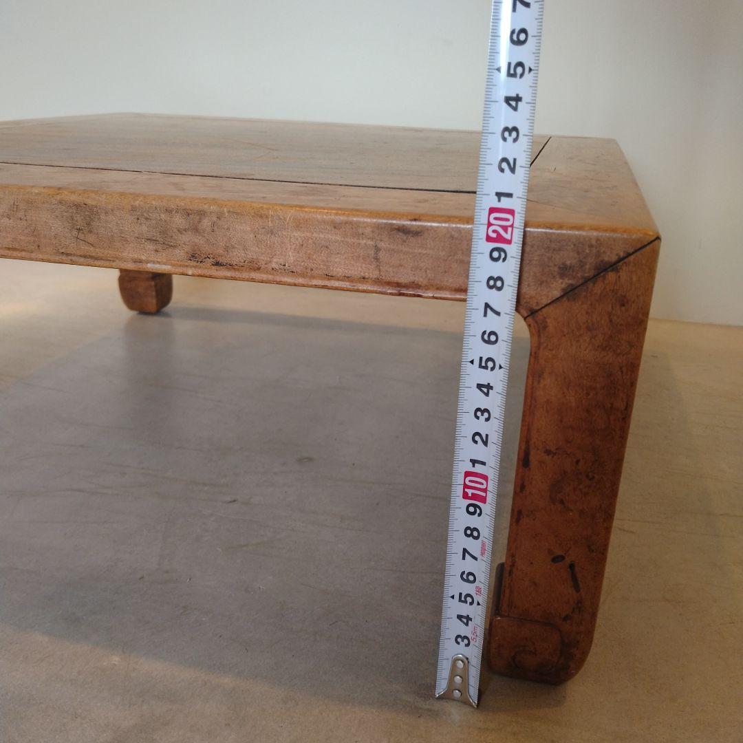 木彫り 古道具 アンティーク 木製 正方形座卓 ナチュラルウッド