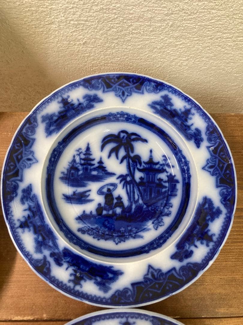 オランダ P.REGOUT MAASTRICHT 染付蛮国舶来絵付皿 5客