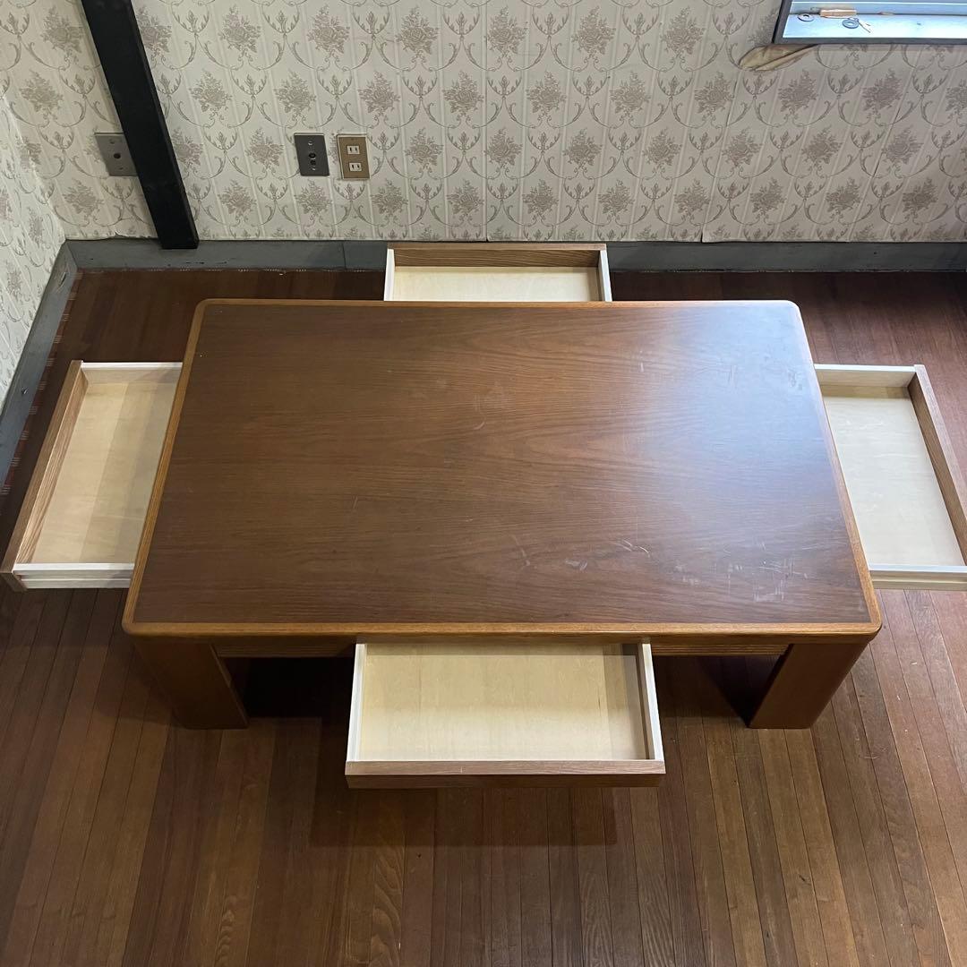 【アンティーク】木製 センターテーブル 座卓 ローテーブル 引出し ナチュラル