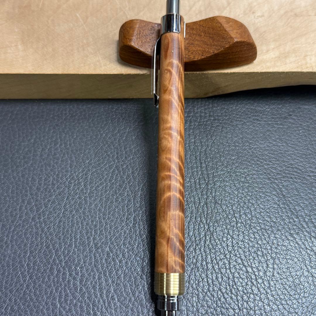 191屋久杉虎杢　木製シャーペン　最強低重心　溝付き　真鍮