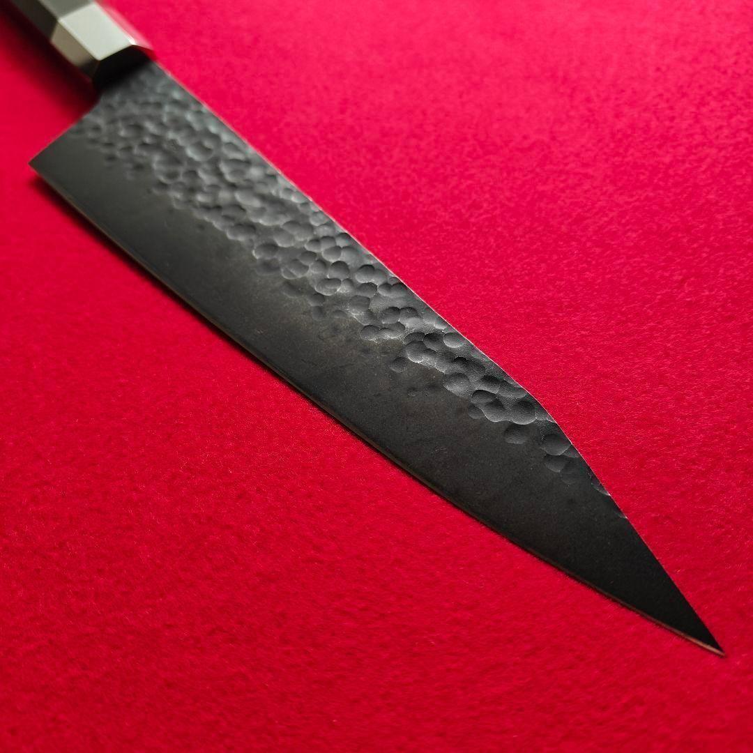 新品　鍛造VG10 黒染め　切り付け牛刀　包丁　黒檀　八角柄