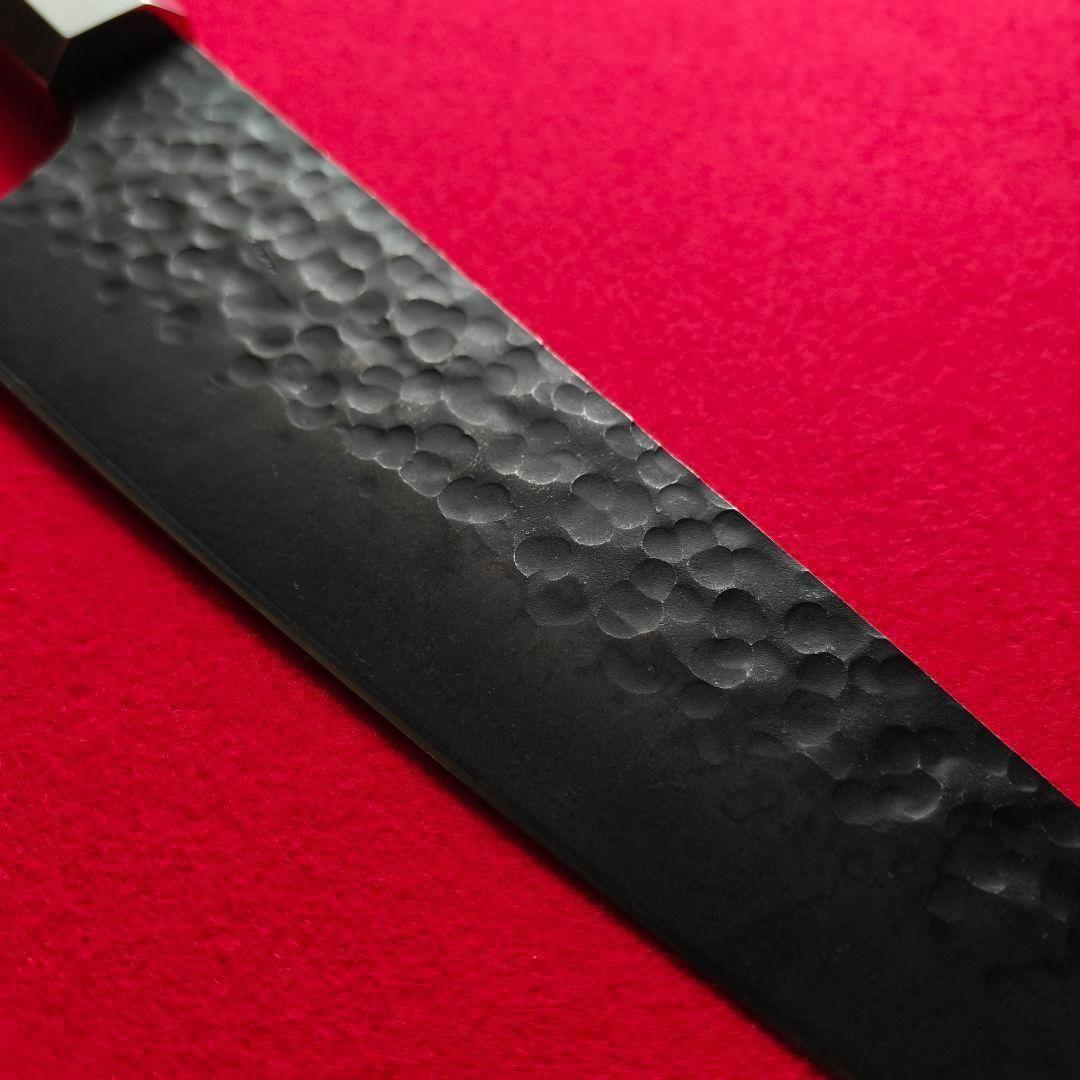 新品　鍛造VG10 黒染め　切り付け牛刀　包丁　黒檀　八角柄