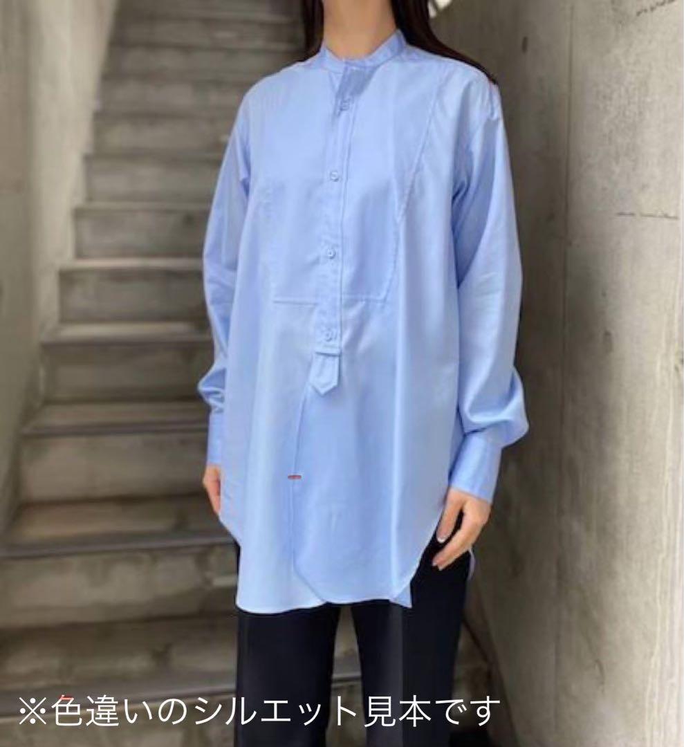 【美品】ブラミンク バンドカラーオーバーサイズワイドシャツ 白