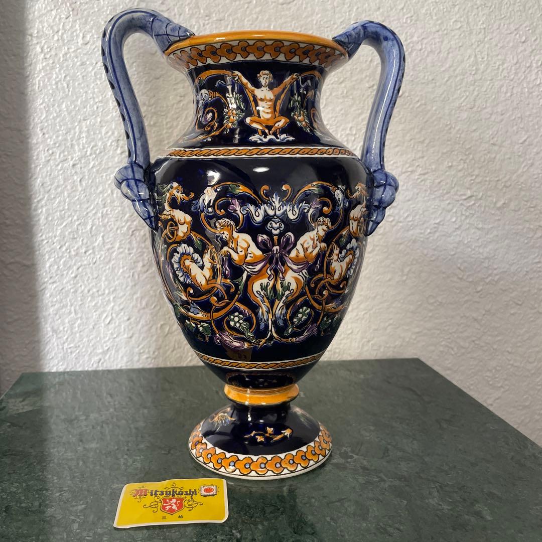 GIEN ジアン　フランス　花瓶　花びん　アンティーク　花器　取って付き　洋風