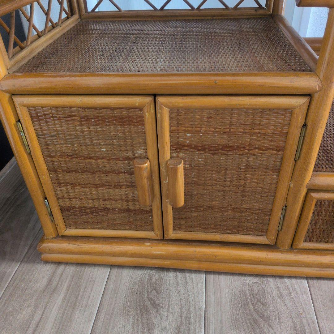 希少レア！ ラタン 収納棚 籐製 キャビネット 送料込