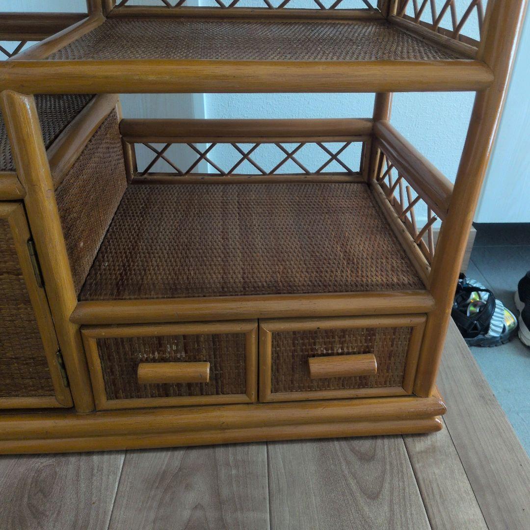 希少レア！ ラタン 収納棚 籐製 キャビネット 送料込