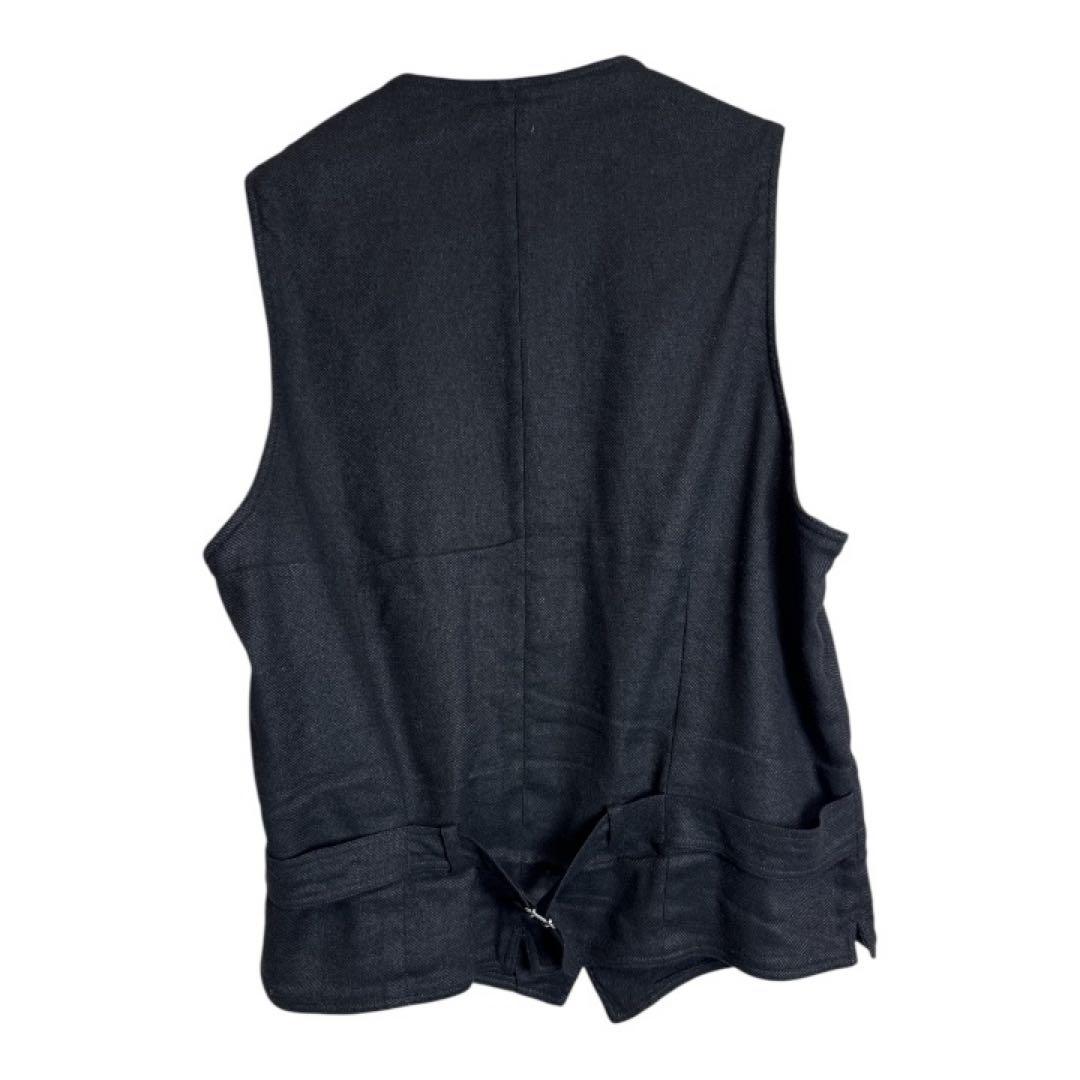 LARDINI リネンウール ジレ ベスト ブラック 50 REG