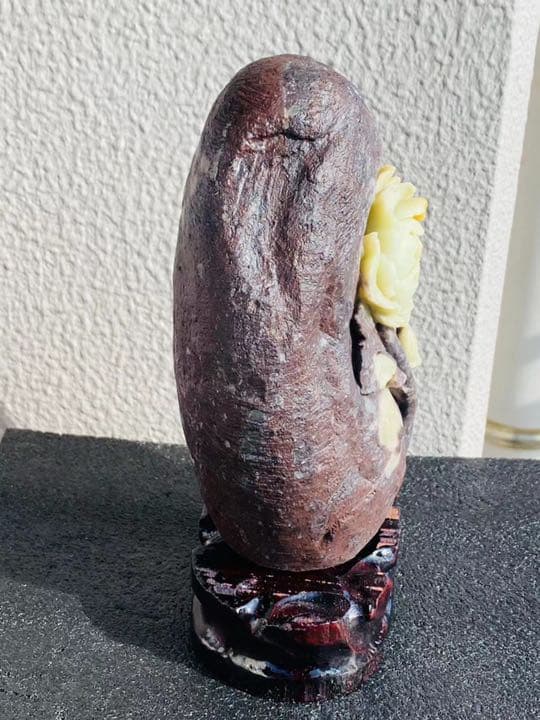 青田石　フラワー彫刻　2490g 博物館から流出　最高品質な青田石アート