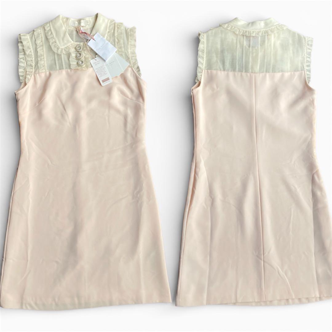 TED BAKER フリル ビジュー ノースリーブ ワンピース