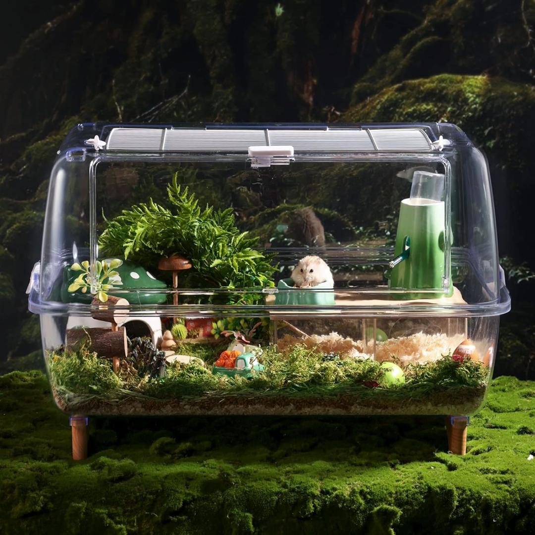 BUCATSTATE ハムスターケージ 650 【木脚マット付き】全面クリア