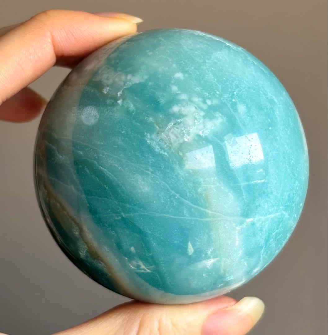 最高品質　ブルーカリビアンカルサイト　スフィア　6.6センチ
