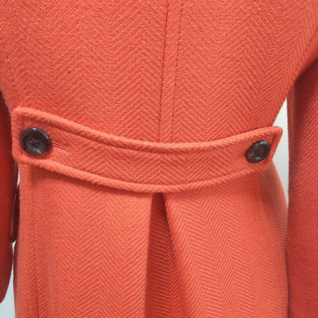 オレンジ ウールコート スタンドカラー38号　パシオーネ　美品