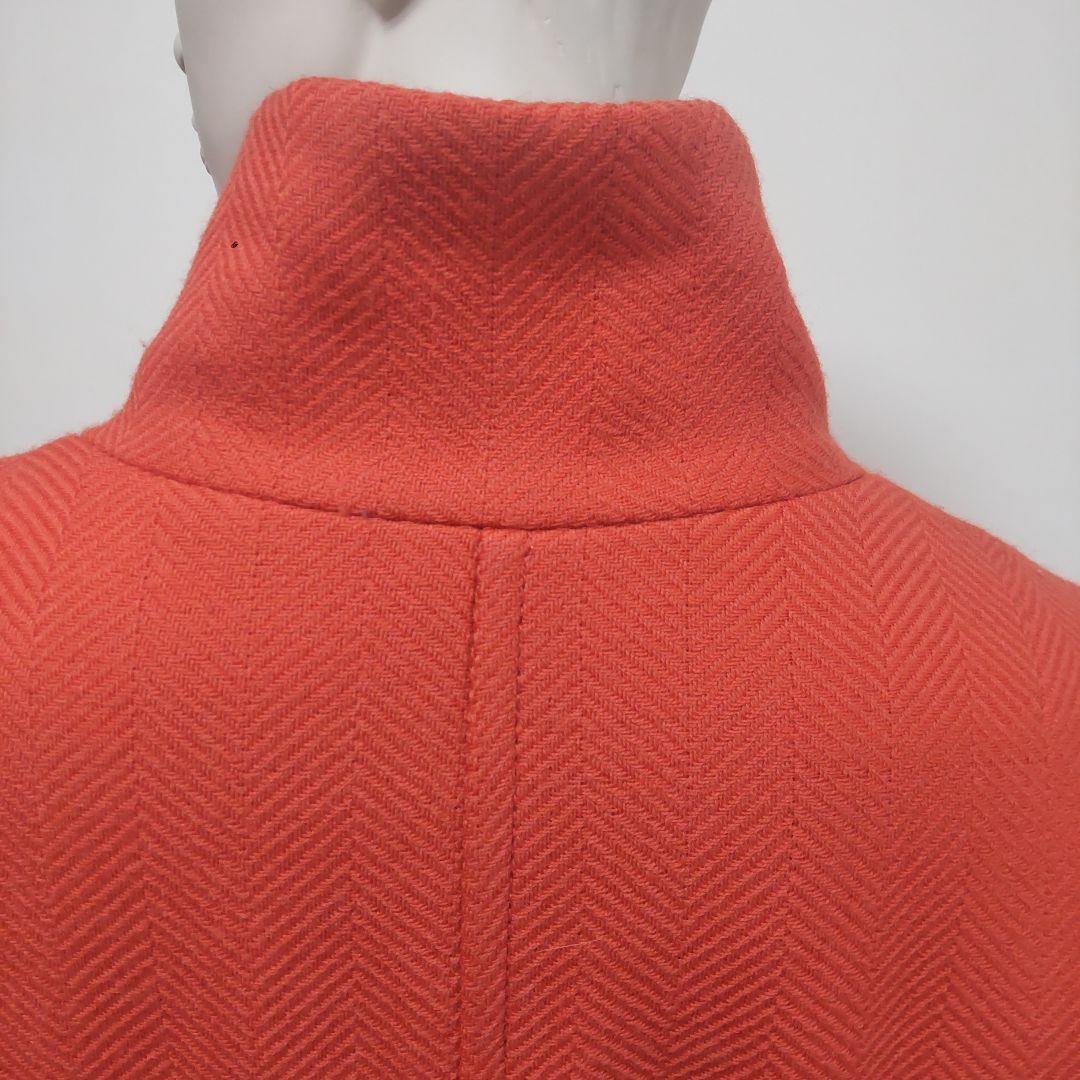 オレンジ ウールコート スタンドカラー38号　パシオーネ　美品