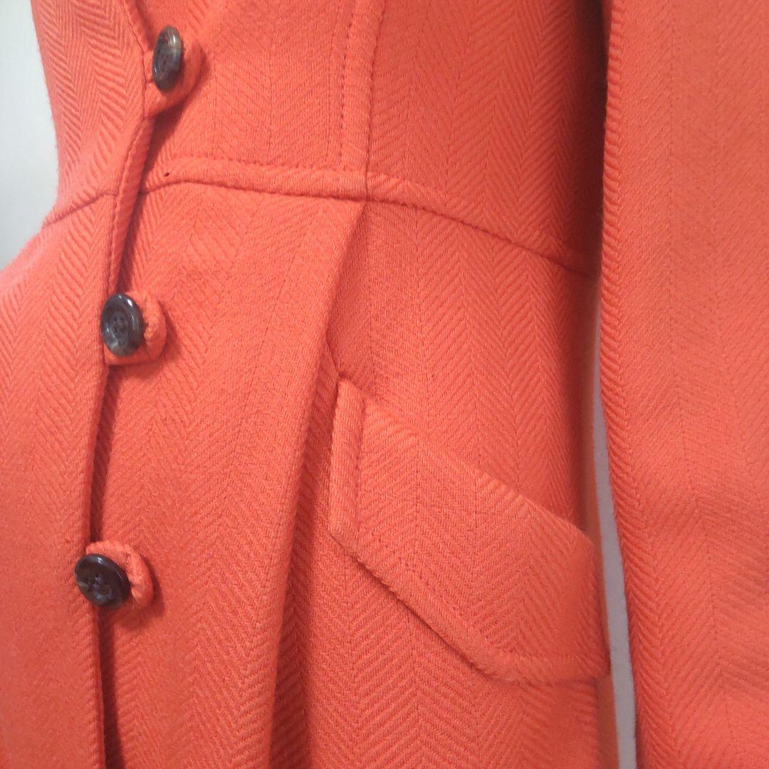 オレンジ ウールコート スタンドカラー38号　パシオーネ　美品