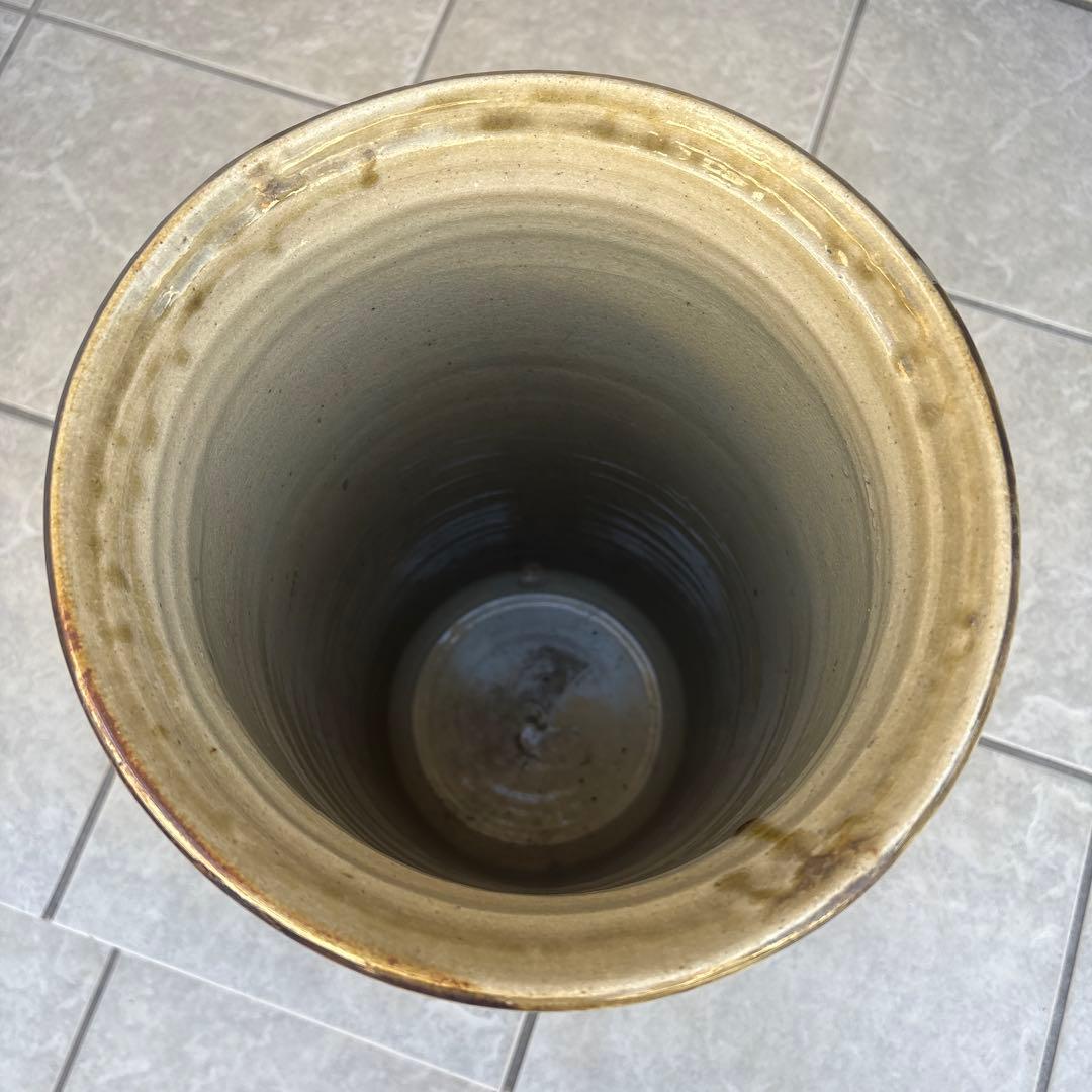 信楽焼 美濃焼 黄瀬戸 織部釉 耳付 傘立て 玄関 陶磁器 焼物 インテリア