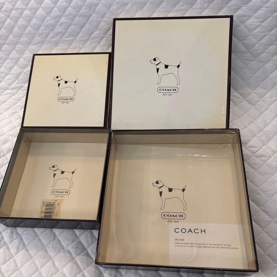 COACH ブラックレザーシグネチャー首輪とリードセット