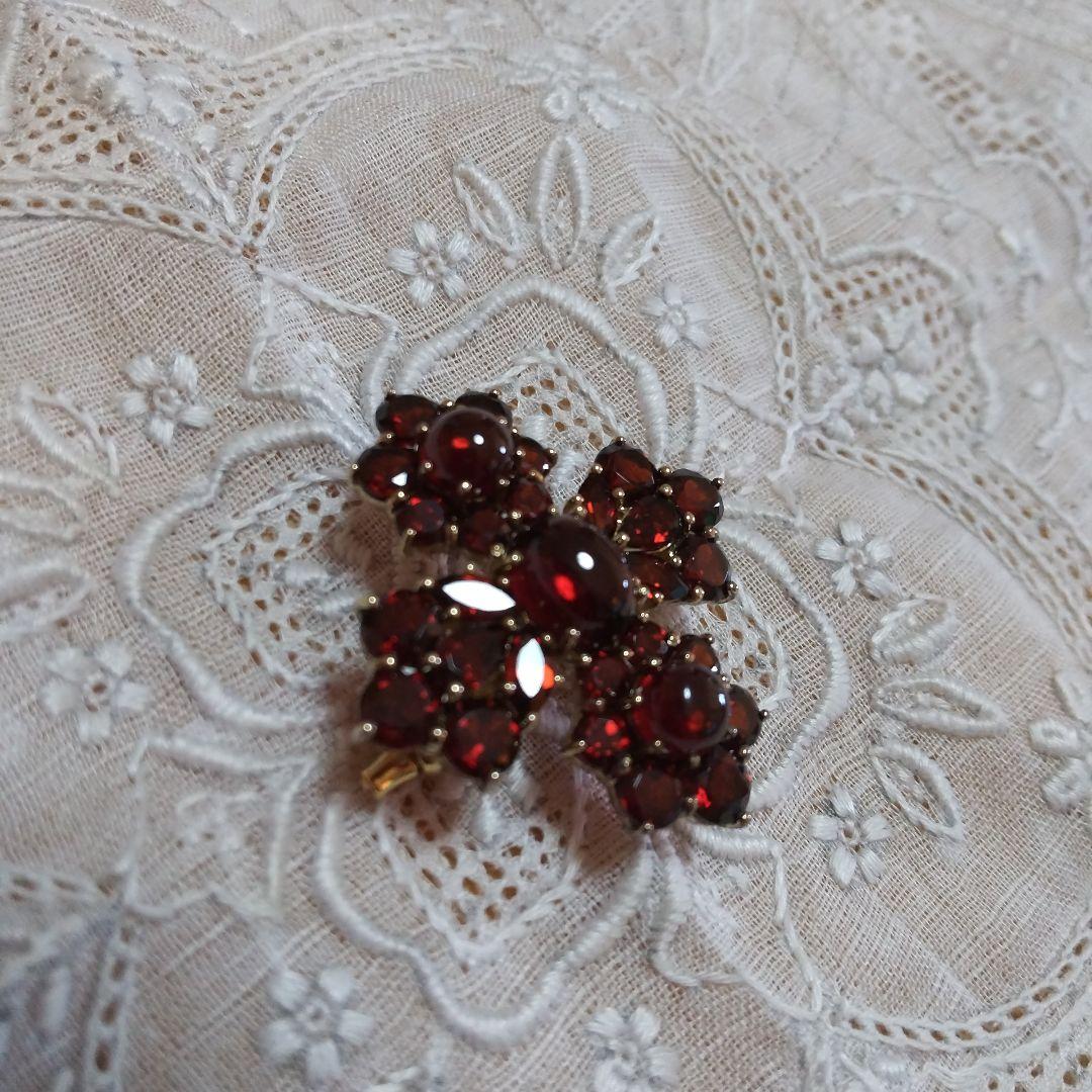 碌山ロクザン SILVER925ゴールドカラー ガーネットペンダント ブローチ