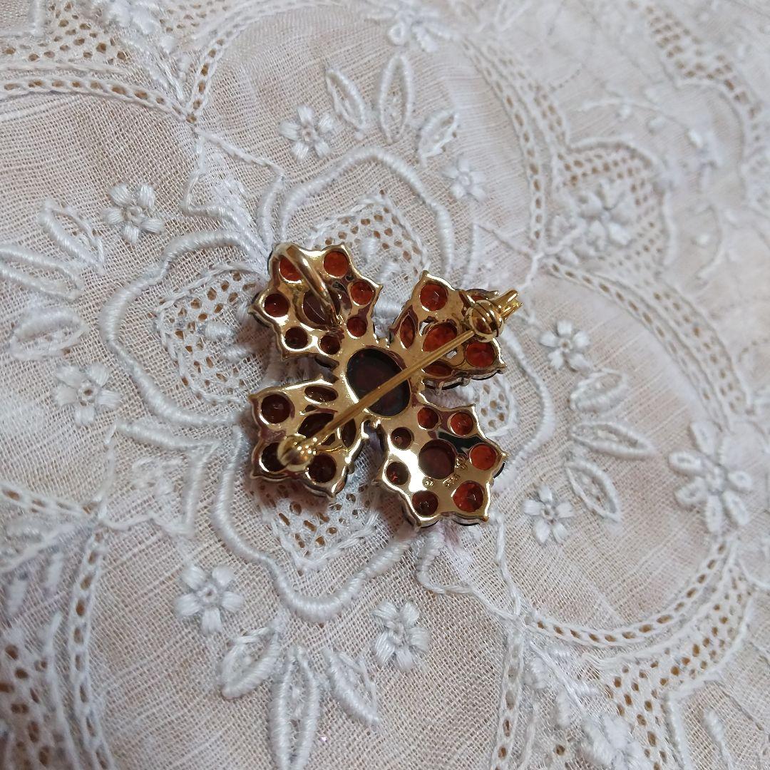 碌山ロクザン SILVER925ゴールドカラー ガーネットペンダント ブローチ