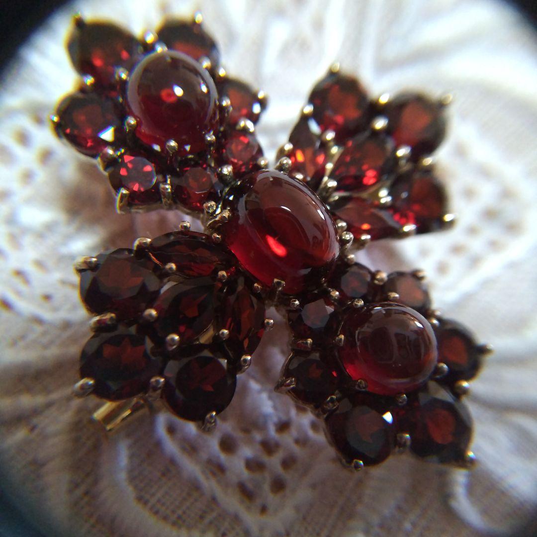 碌山ロクザン SILVER925ゴールドカラー ガーネットペンダント ブローチ