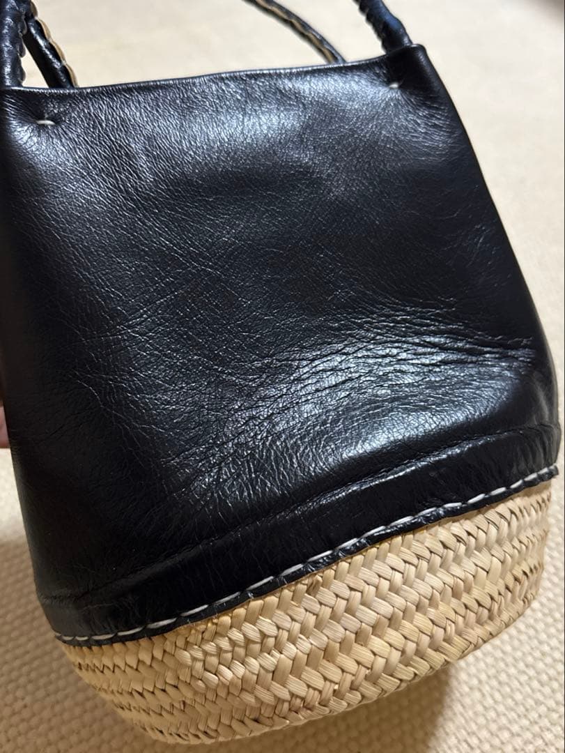 新品☆ワランワヤン ノスノス ムワイヤン☆本革 カゴバッグ【M】ブラック