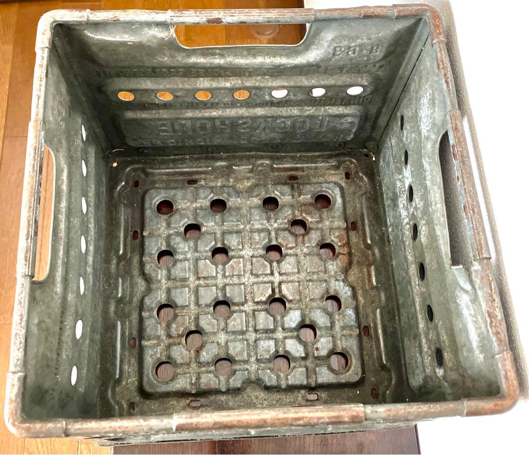 アメリカ　ヴィンテージ　金属製　ミルククレート