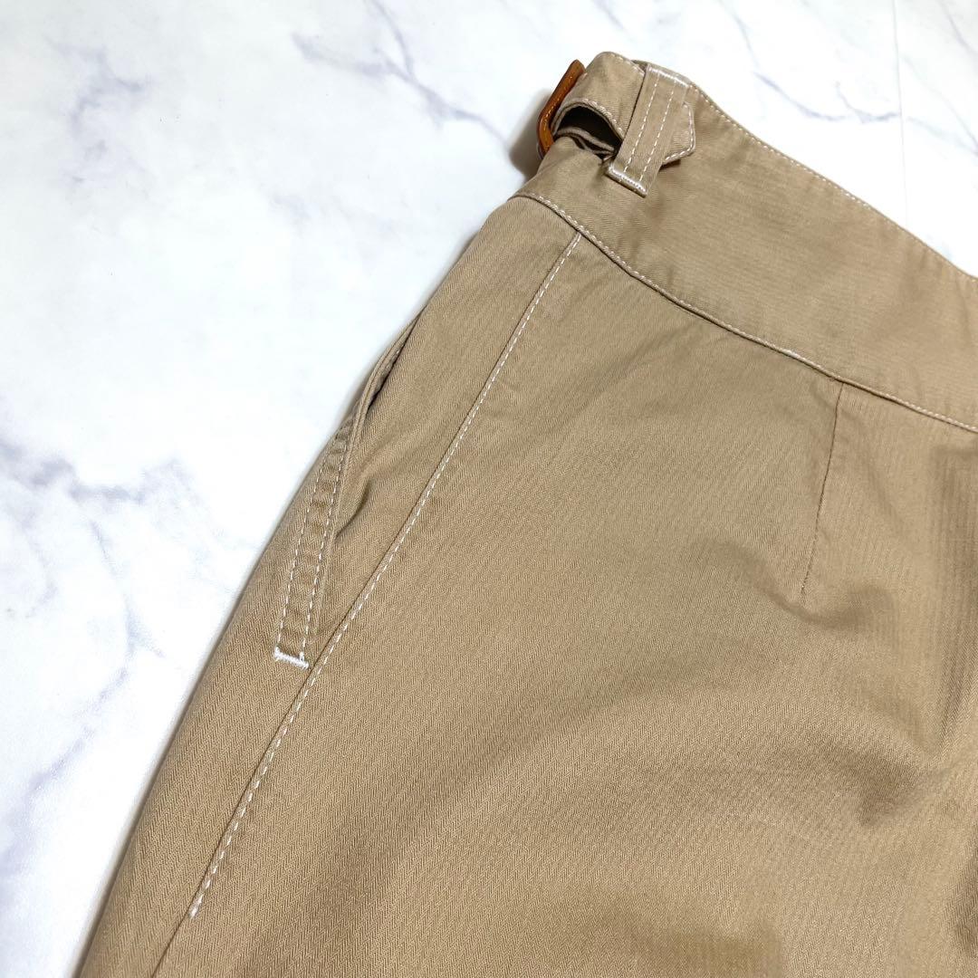 LOEWE ロエベ イタリア製 ベルト付 ハイウエスト ワイドチノ パンツ36