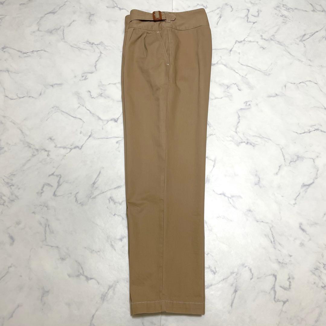 LOEWE ロエベ イタリア製 ベルト付 ハイウエスト ワイドチノ パンツ36