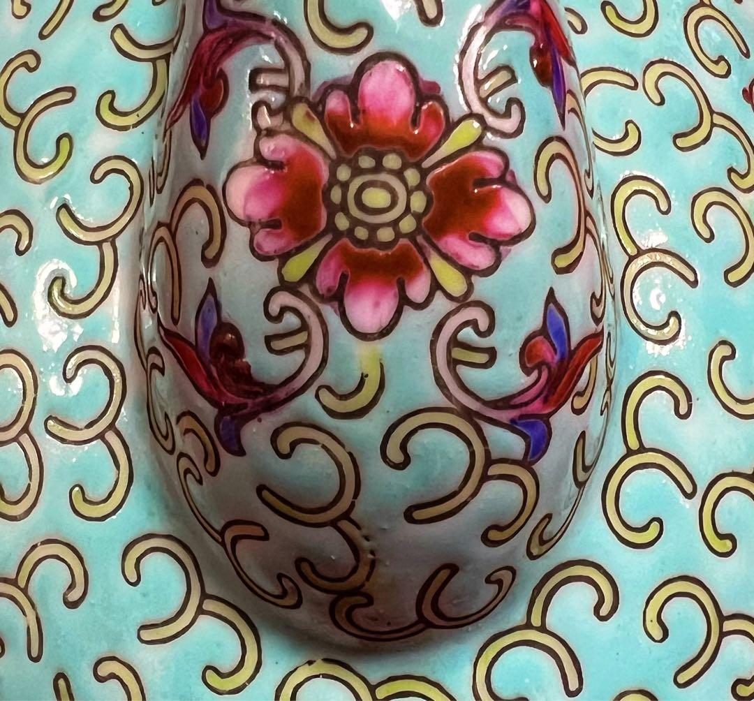 中国美術 粉彩福壽双全蝙蝠 壽 花柄 大茶壺 大急須 水注 中國景德鎮 茶道具