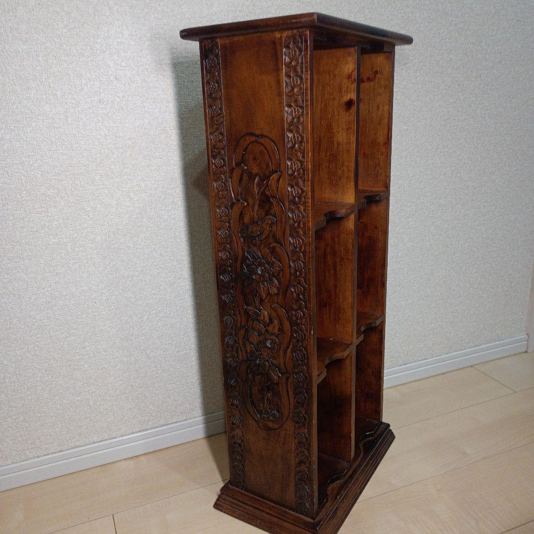 希少レア　アンティーク　木製 彫刻入り　ラック