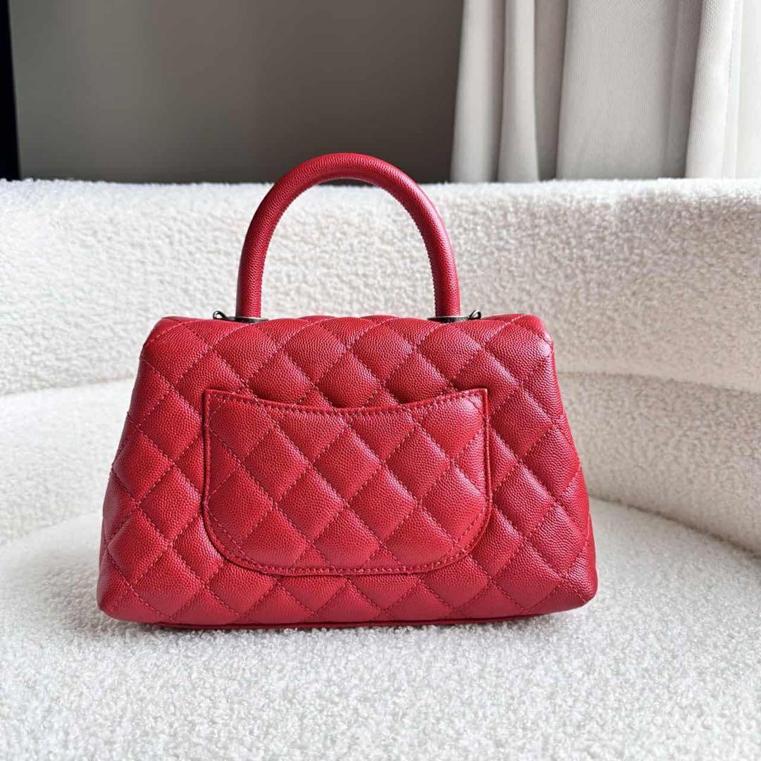 CHANEL シャネル ココハンドル キャビアスキン 赤24 xs