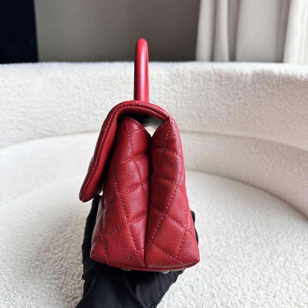 CHANEL シャネル ココハンドル キャビアスキン 赤24 xs