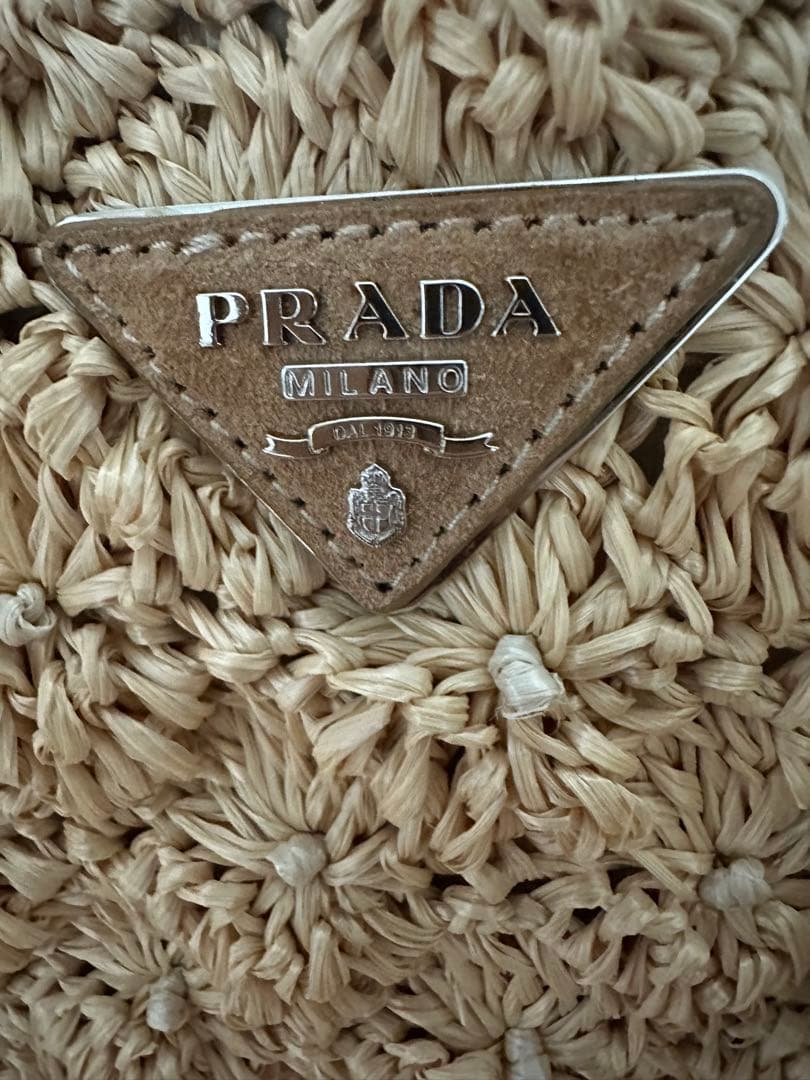 【PRADA】プラダカゴバッグ・ショルダー&タッセル付・プラダくまキーホルダー付