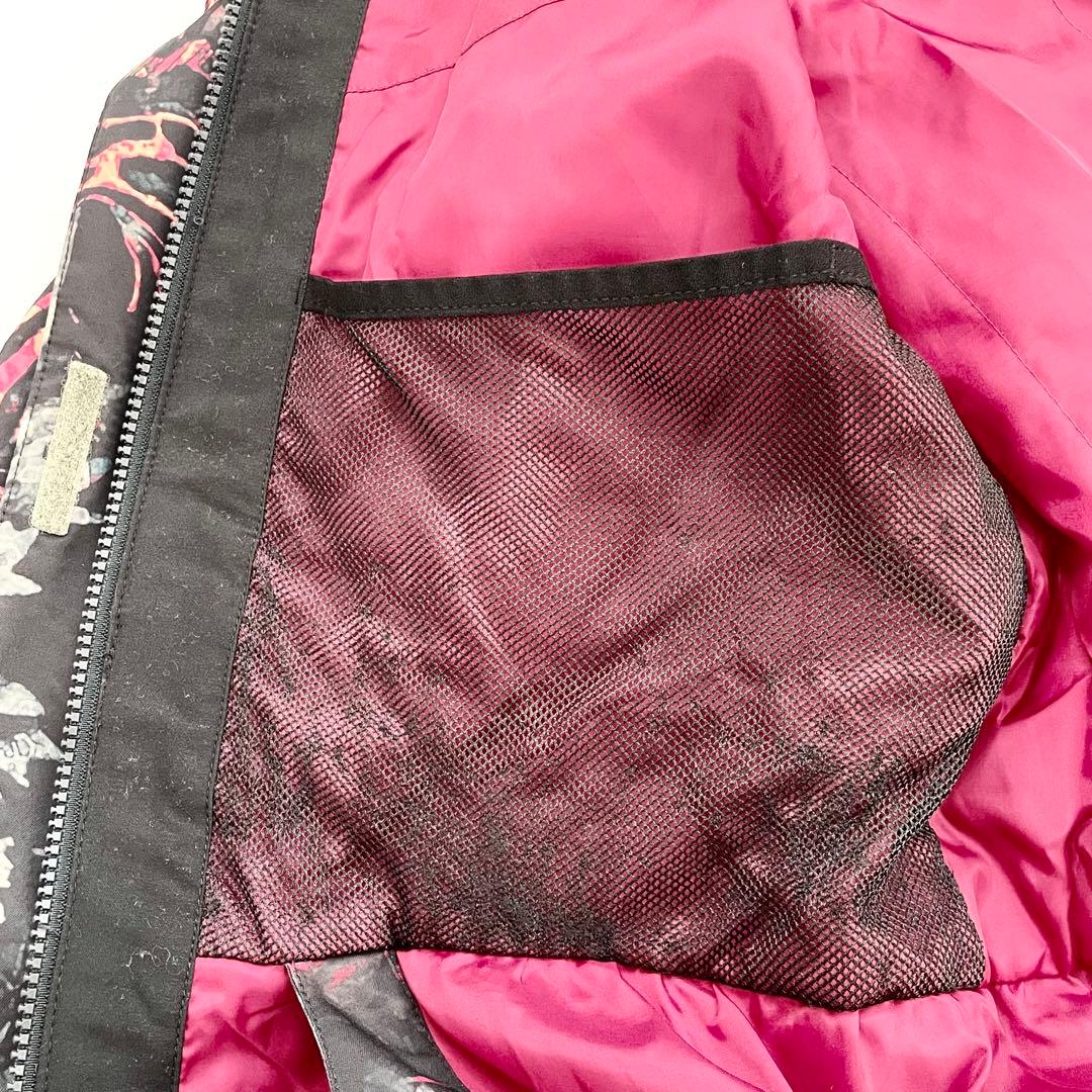 4473【美品】ROXY スノボウェア レディース 花柄 ジャケット ブラック