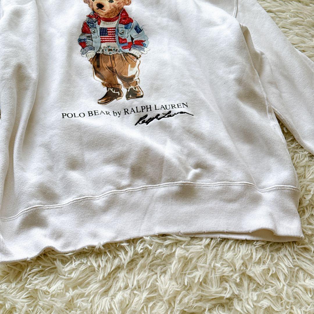 ポロラルフローレン デニム星条旗ポロベア スウェット ビジュー付き レディースM