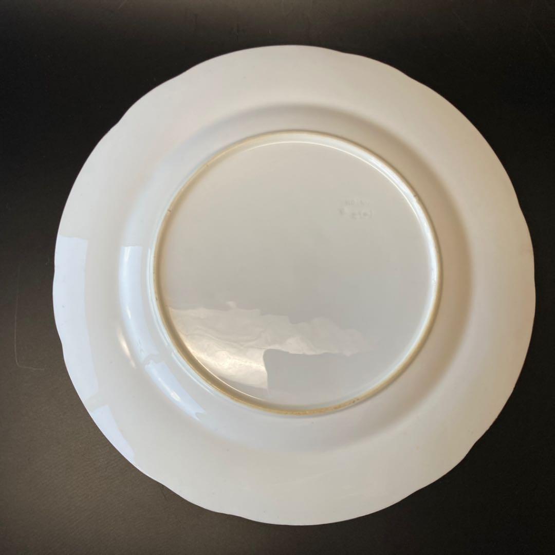 ミントン　バーガンディレッド　風景絵図飾皿　エナメル七宝金彩装飾　プレート　大皿