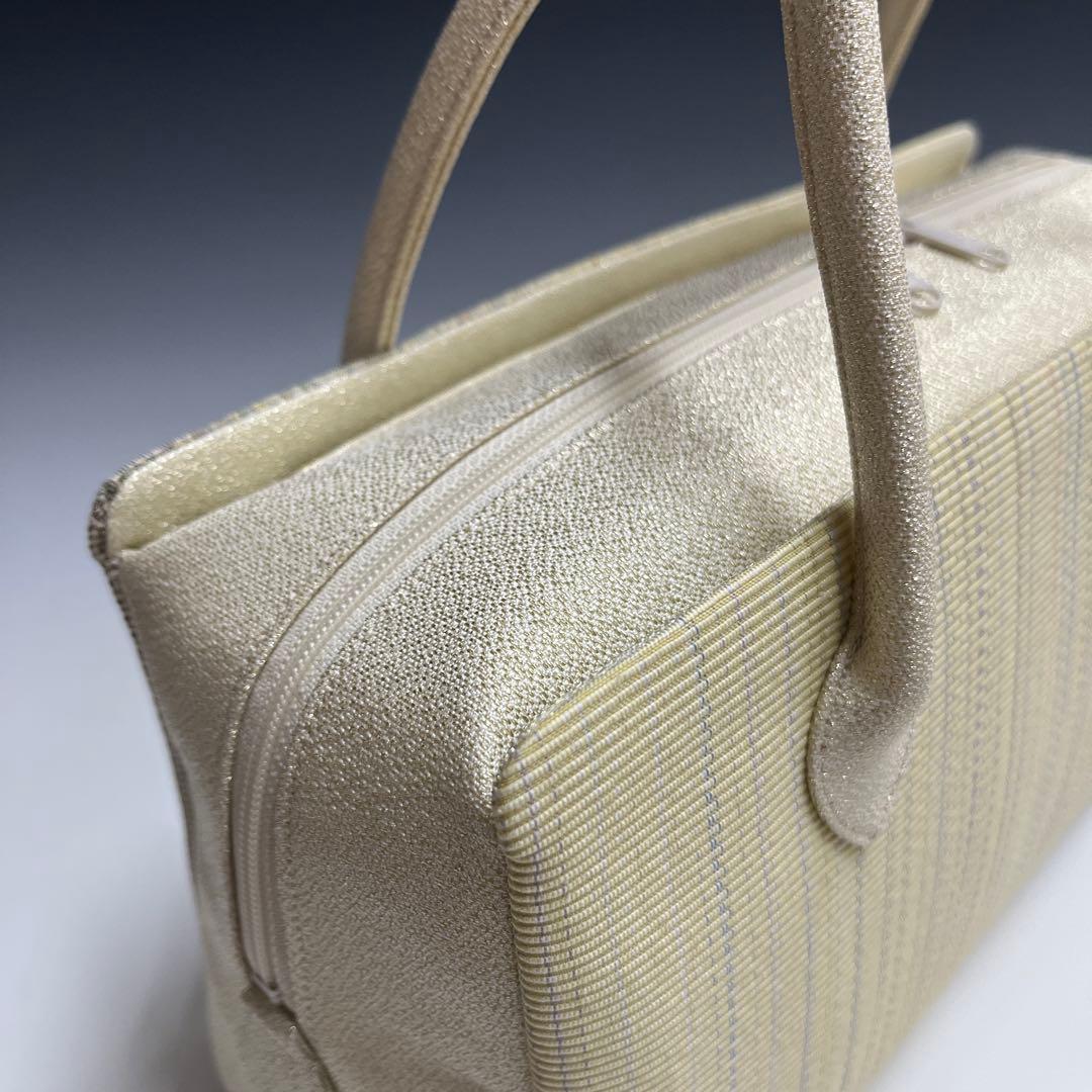 夏　新品未使用品　本塩沢紬　草木染　帯地使用　利休バッグ25067