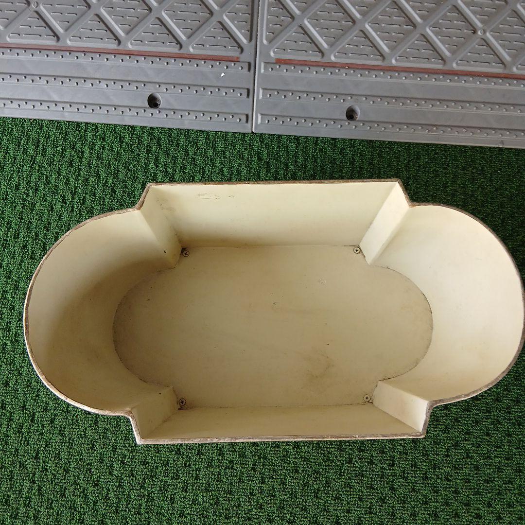 昭和レトロ アンティーク カントリー 青い花柄のオーバルプランター