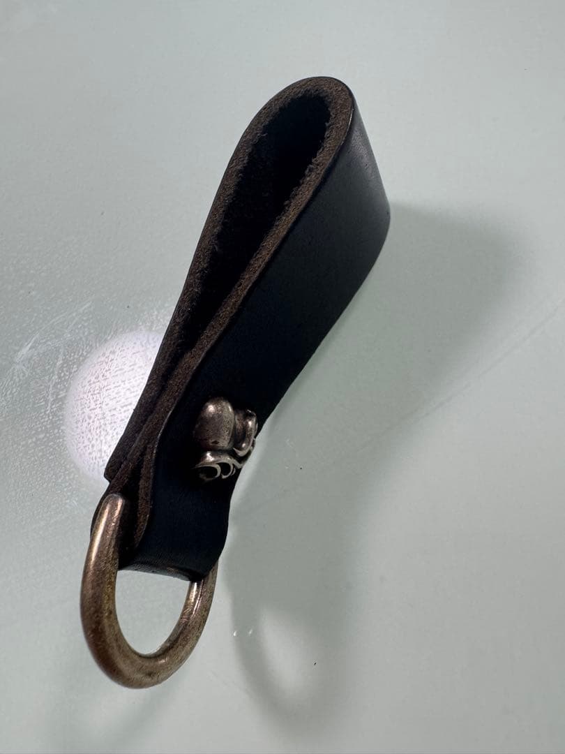 「数回使用美品」クロムハーツ Dリング キーホルダー ブラック レザー 純正