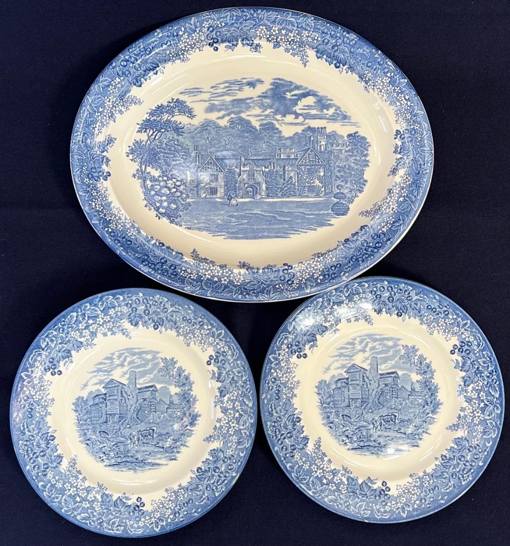 　楕円大皿１枚 ＆ 丸中皿５枚　ロマンチック英国風景