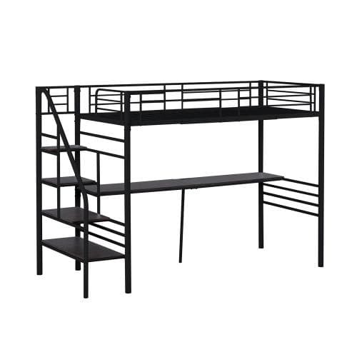 ロフトベッド 階段付き パイプベッド シングル コンセント付き 収納 子供ベッ