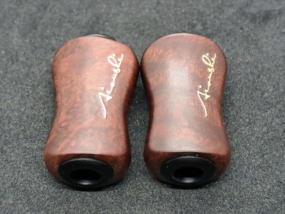 ①Ｂ平型ウッドノブ 木製/ブラック 2個セット ダイワSタイプ シマノAタイプ