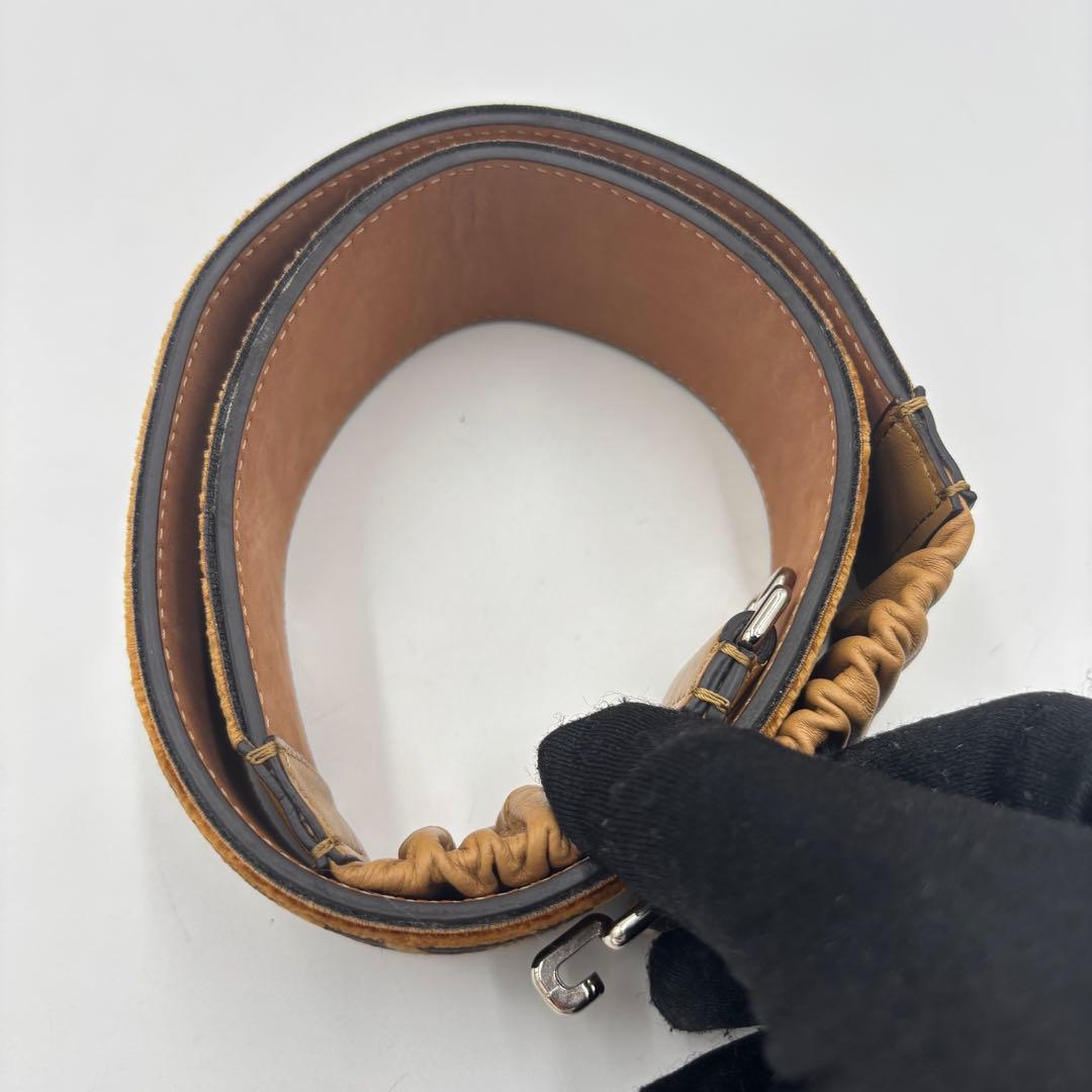 FENDI フェンディ ズッカ ベロア×レザー ベルト レディース ブラウン