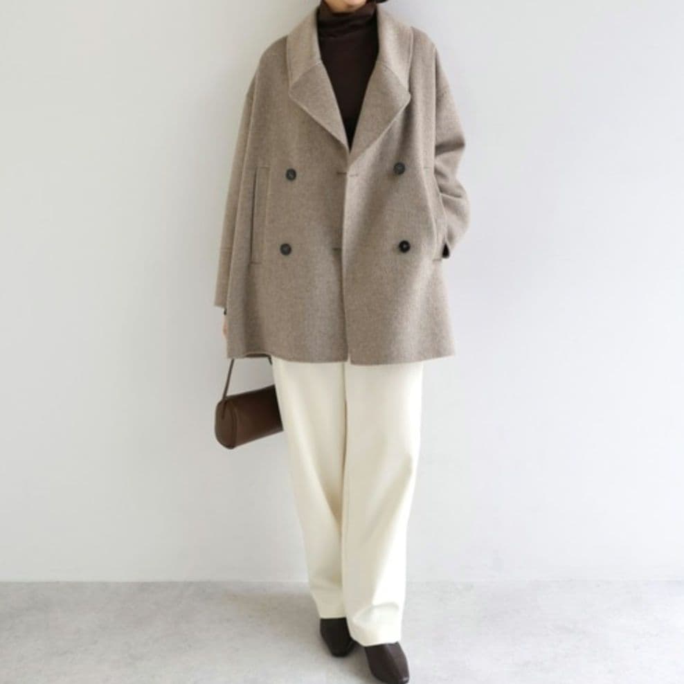 【美品】evernavy エバーネイビー リバー ピーコート ベージュ