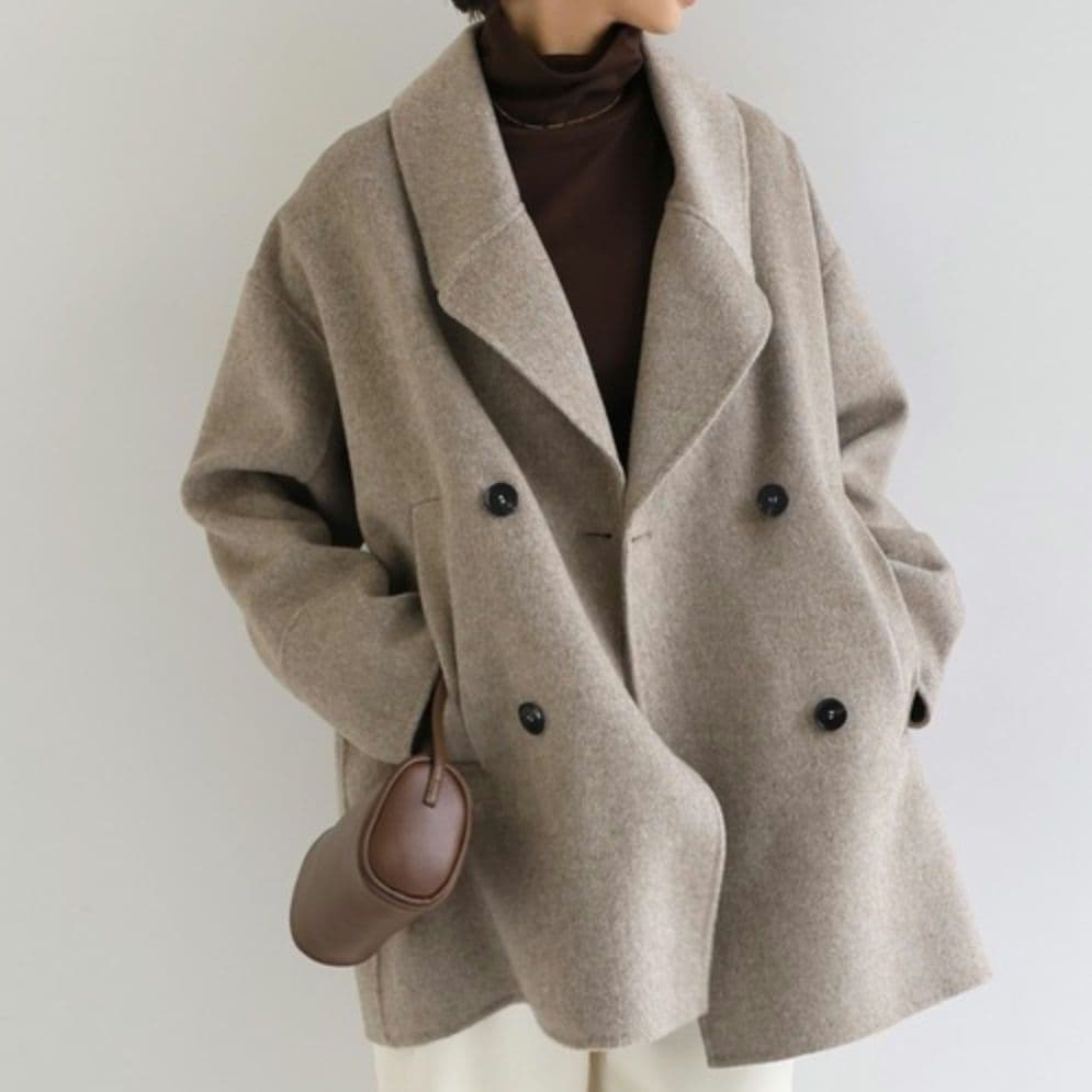 【美品】evernavy エバーネイビー リバー ピーコート ベージュ