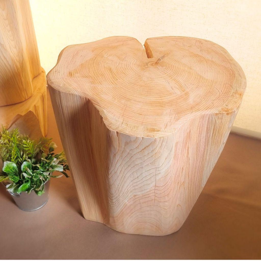 東濃ひのき 高さ37幅38 切株スツール・テーブル・無垢無塗装・オーガニック