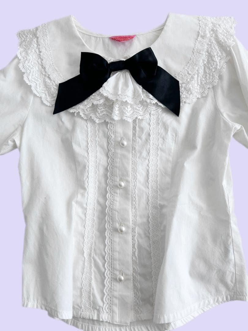 BABY Dear Roseフリル衿ブラウス(オフ白×黒)